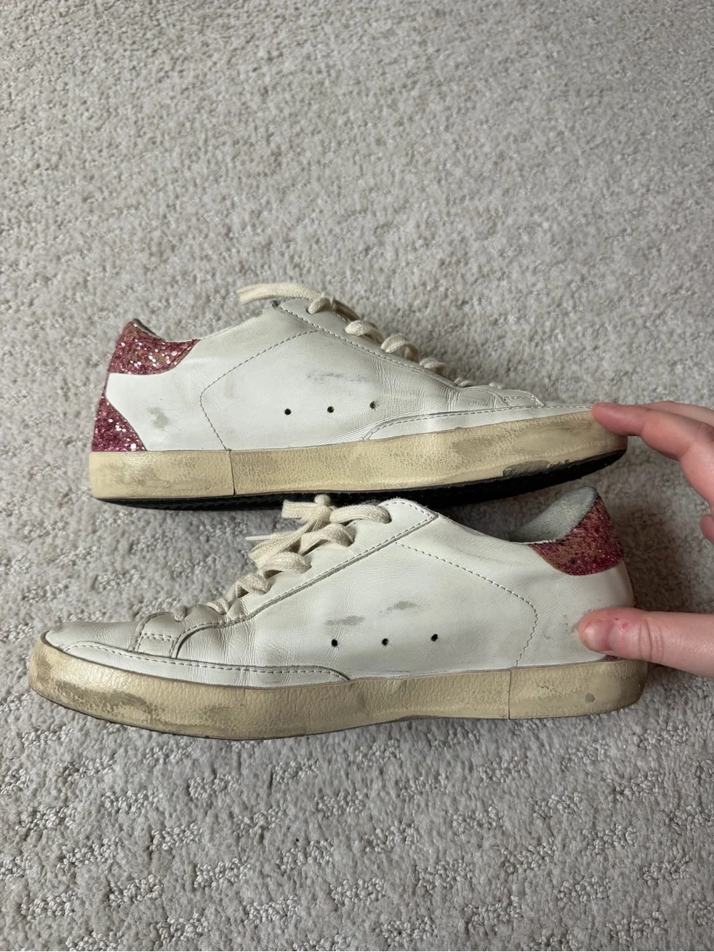 Golden Goose Superstar Distressed Glittered Sneakers ⭐️